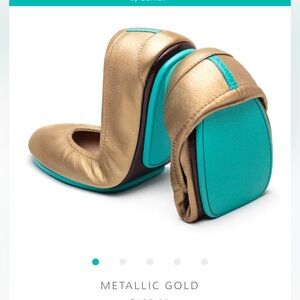 Tieks, size 8, gently worn, metallic gold